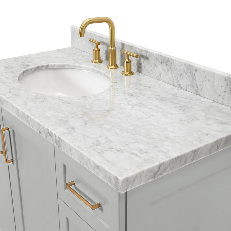 ARIEL TAYLOR 43 IN RIGHT OFFSET RECTANGLE SINK VANITY, Right, Rectangle, Gray