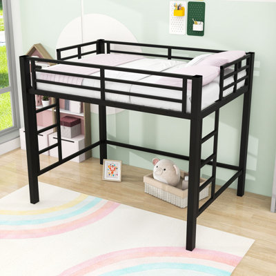 Loft Bed With Dual Ladders And Guardrails