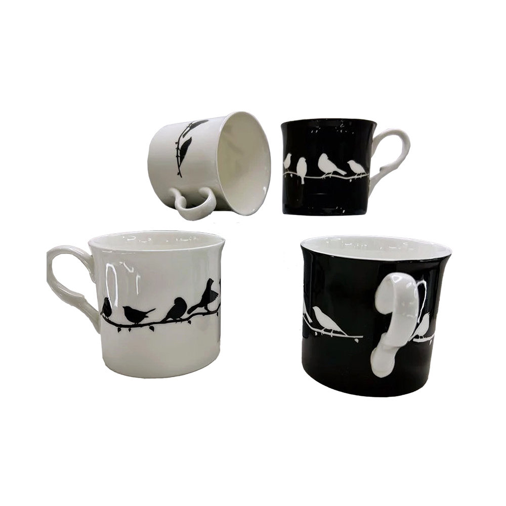 BIRD SILHOUETTE Premium Fine Bone China Set Of 4 Cups