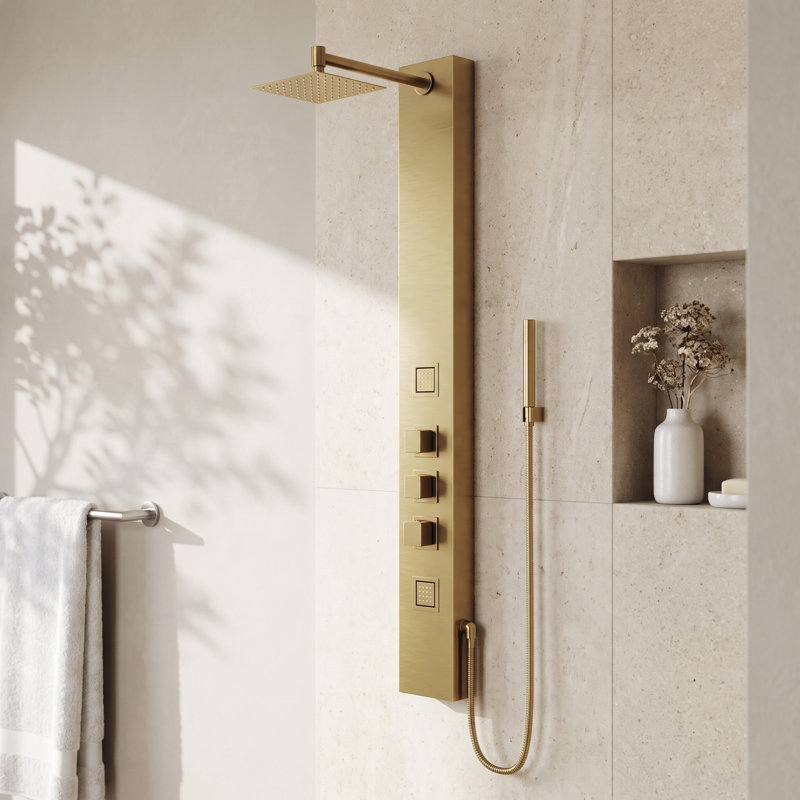 Rector 55" H X 6" W EZDivert™ 2-Jet Shower System with Hand Shower Wand and Adjustable Shower Head, Matte Brushed Gold