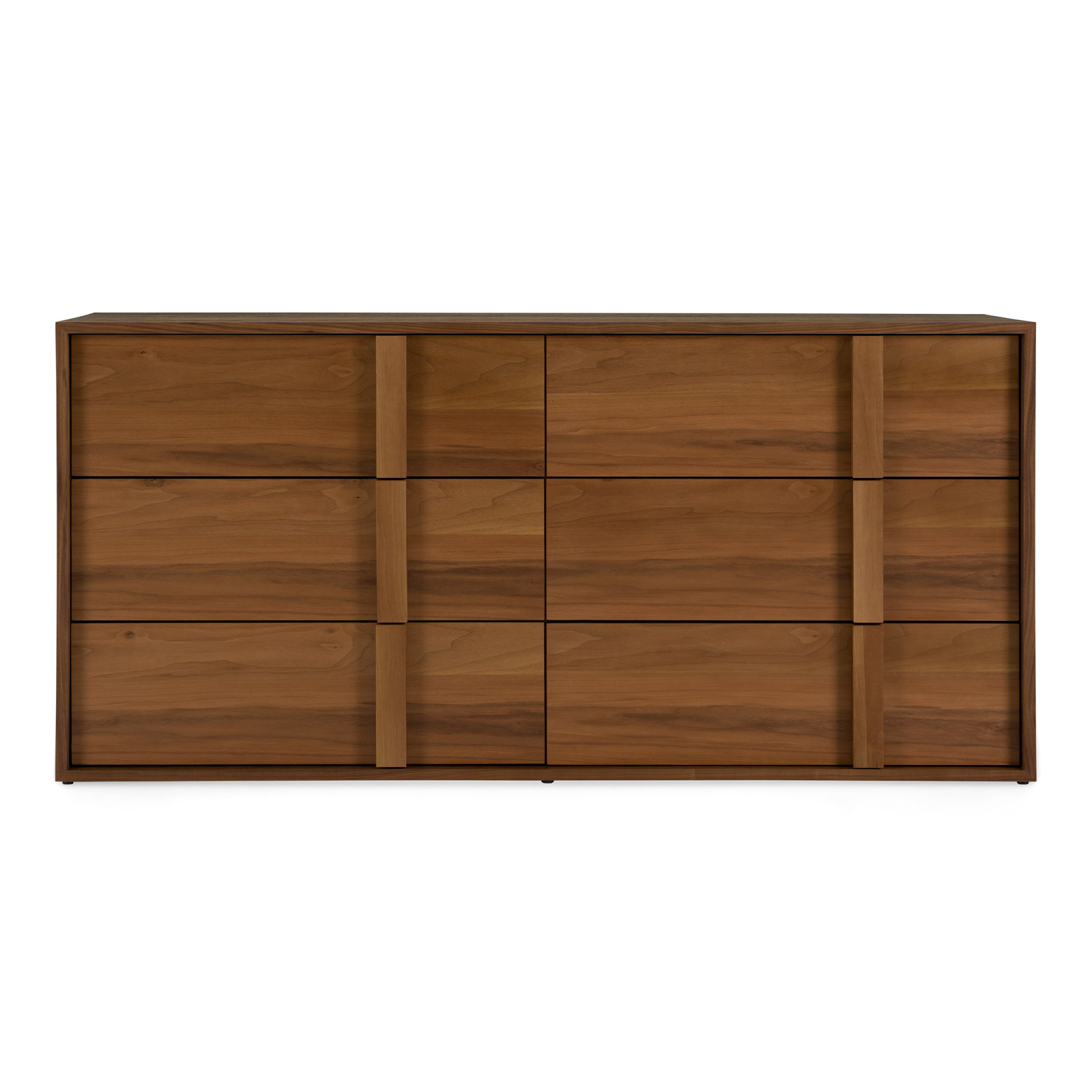 Alvarez 6 Drawer 65'' W Double Dresser, Walnut