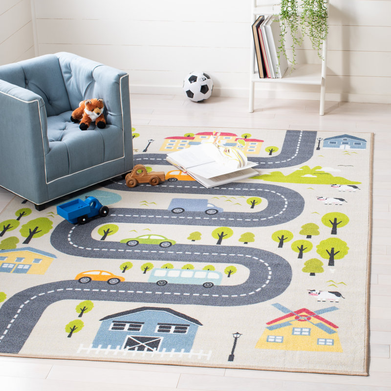 Myatt Beige/Green Rug, Rectangle 7'9" x 10'