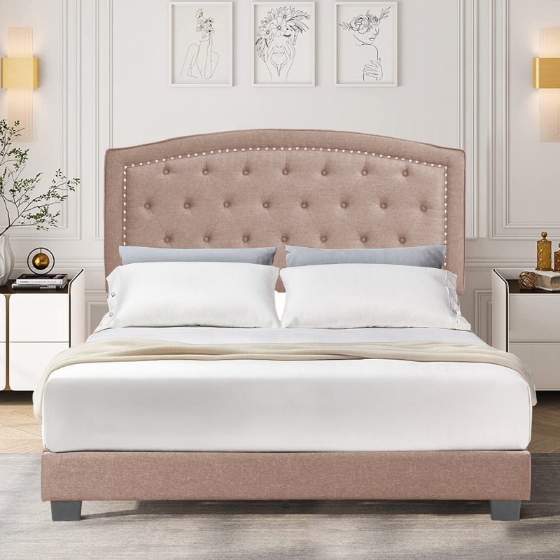 Jonithan Upholstered Bed, Queen, Beige