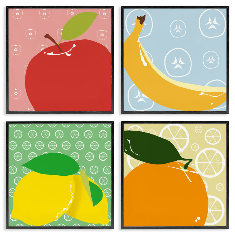  «Bright Kitchen Fruit», ensemble de 4 giclées par Daniela Santiago, Giclée encadrée noir minuit, H 12 po x l 12 po