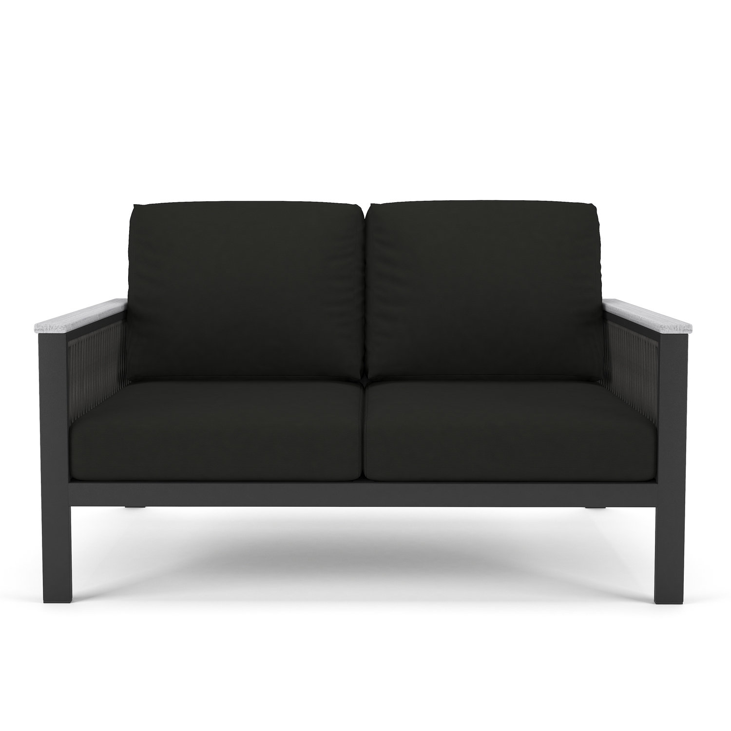 Townsend 55" Sunbrella® Patio Loveseat, Canvas Black Sunbrella® Canvas, Gray/White