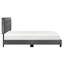 Lit plateforme double en bois massif avec revêtement en velours gris foncé et base-579290151-579290149