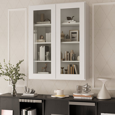 Shaker White Glass Wall Kitchen Cabinet with Adjustable Shelves