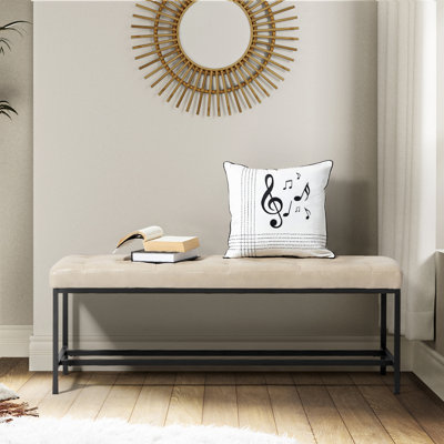 Anahli 50" W Faux Leather Upholstered Bench with Button-tufted Design