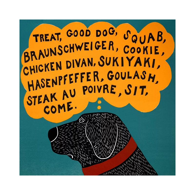 Dogs Can Only Learn A Few Words by Stephen Huneck - Wrapped Canvas Print, 30.48 cm H x 30.48 cm W