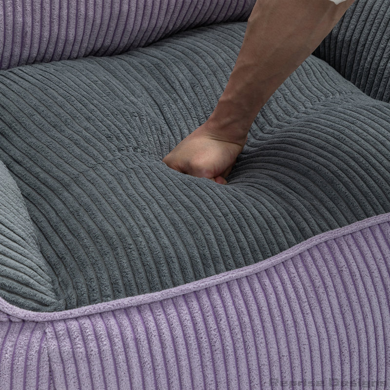 Canapé Gean Bean Bag avec accoudoirs et housse facile à nettoyer, Grey/Purple
