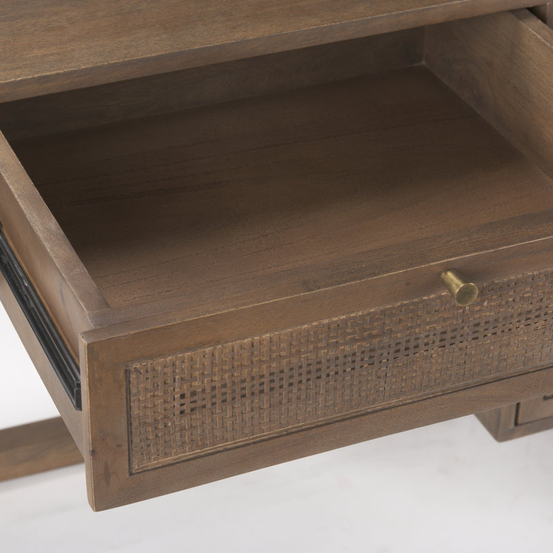 Solid Wood Writing Desk, Medium Brown