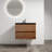 Wall-Mounted Bathroom Vanity With Black Ceramic Sink