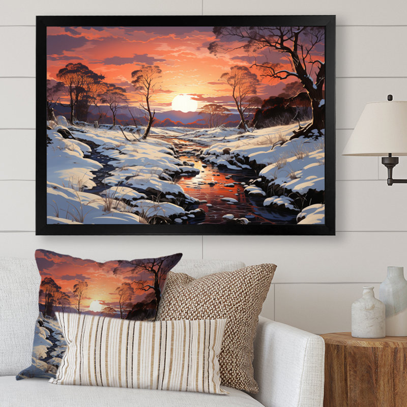 «Winter Winter Dusk», impression d'art sur toile, Cadre simple noir, H 30 po x l 40 po x P 1,5 po