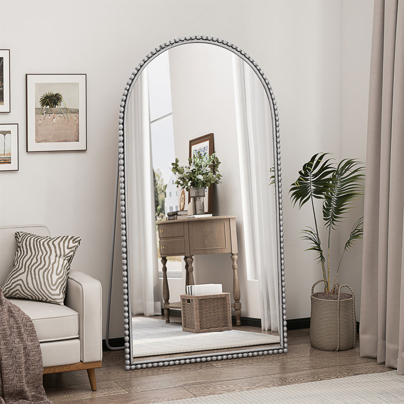 Miroir pleine longueur rétro en fer avec pieds de soutien, pour le salon, la chambre à coucher, 65,75 po x 35,43 po