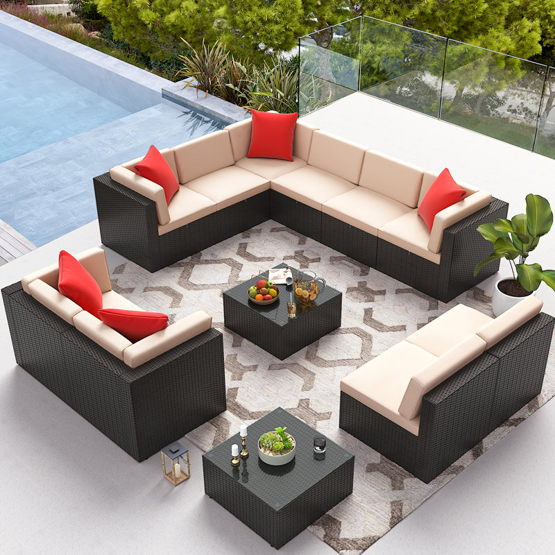 Canapé modulaire d'extérieur 12 pièces 12 pièces, Beige