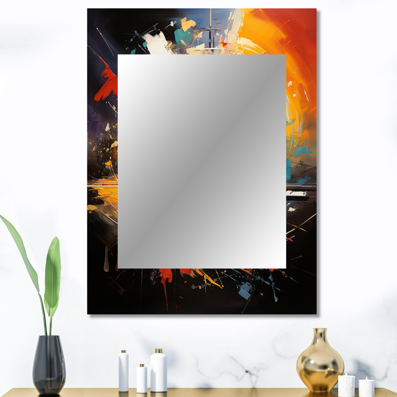Billard Cueball Symphony An II - Billiards Mirror, Orange Decorative Wall Mirror, Printed Metal Art, 40" x 30"