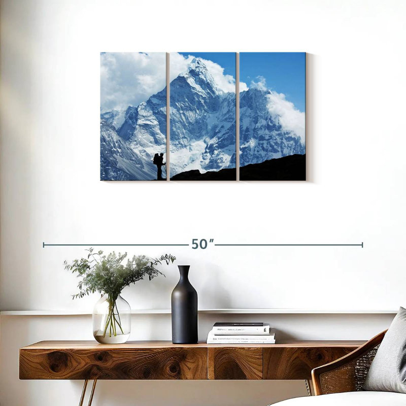 Mount Everest Mountaineer sur toile, ensemble de 3 pièces, H 20 po x l 33 po