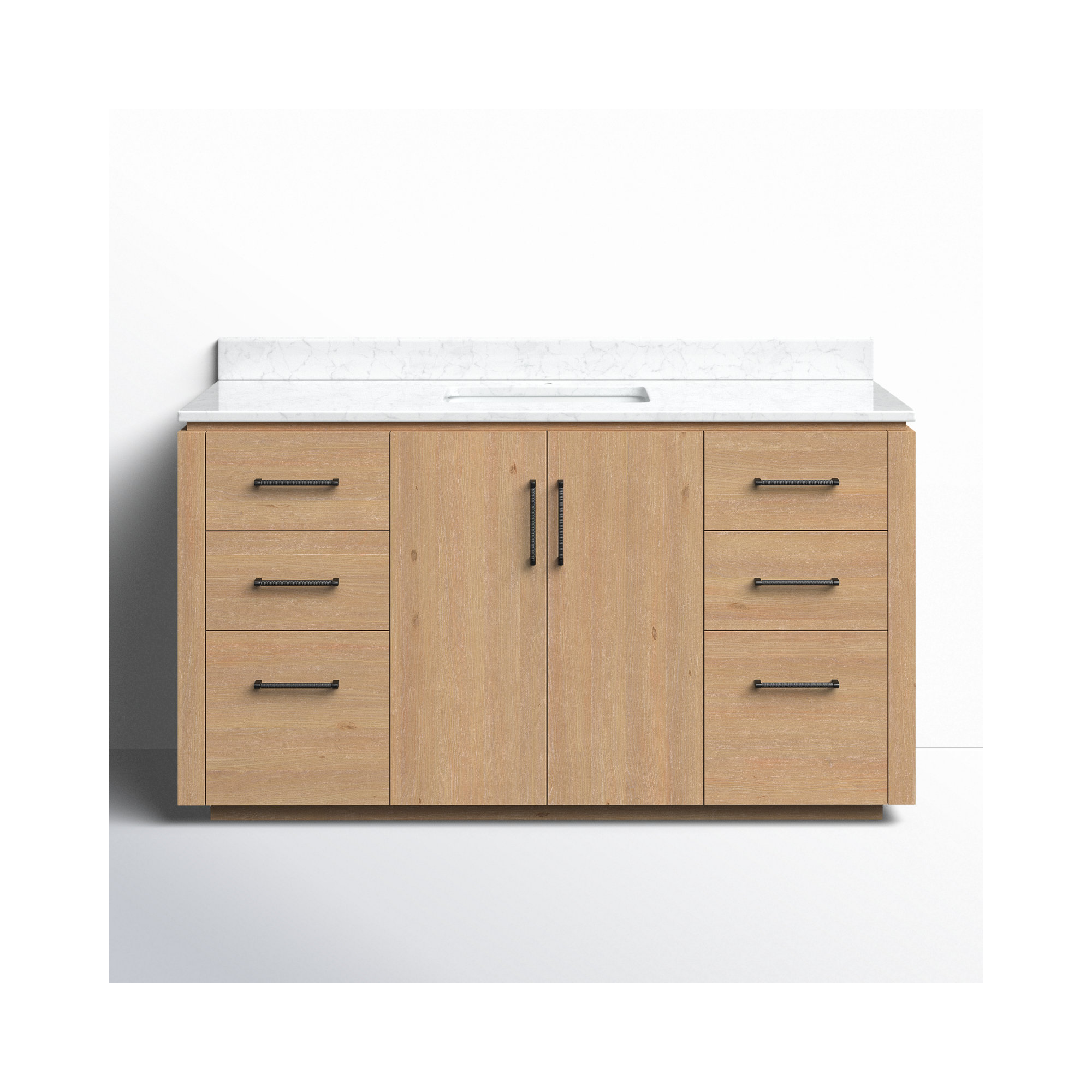 Cloverfield 60'' Single Bathroom Vanity, Fir Wood Brown, Matte Black
