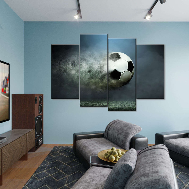 «Fast Trail Soccer Ball», ensemble de 4 reproductions d'art sur toile, ensemble de 4 pièces, H 42 po x l 68 po