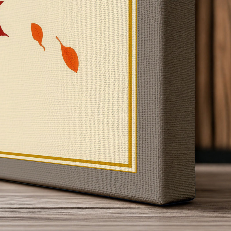 Falling Autumn Leaves Japandi - Wrapped Canvas, 18x12 - 45.7 x 30.5 cm, Taupe Border