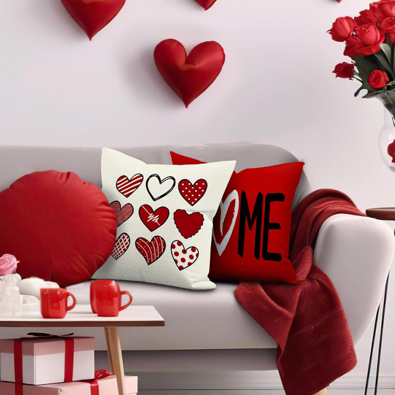 Ensemble de 4 housses de coussins décoratifs pour la Saint-Valentin