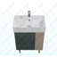 Meuble-lavabo à tablettes 21,6 po avec évier en céramique et porte à fermeture douce, armoire de rangement à tablettes ouvertes sur le côté droit, assemblage requis, vert-120566048