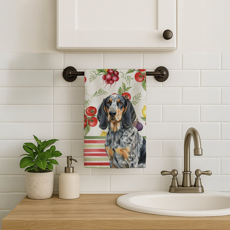 Bluetick Coonhound Vegetables Kitchen Towel, Bluetick Coonhound