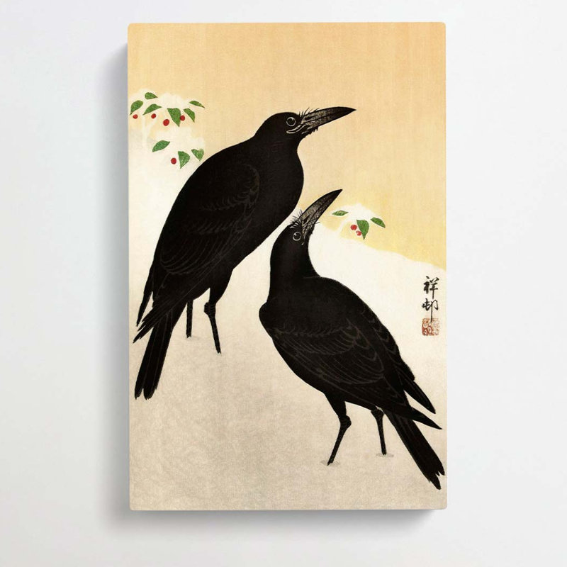 Crows In The Snow by Ohara Koson - Wrapped Canvas Painting, 50cm H x 35cm W x 3cm D