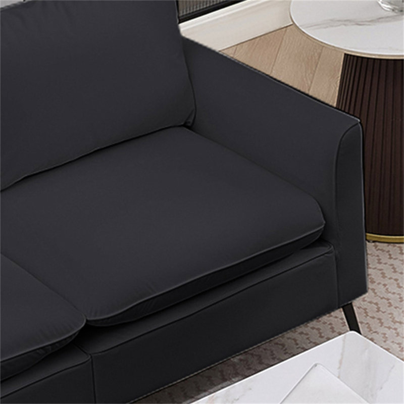 Causeuse en cuir rembourré TS Cat, Similicuir noir