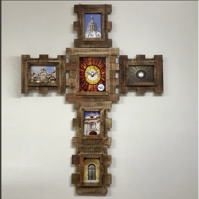 3-Component Cross Wall Frame/Tobacco Finish, Tobacco
