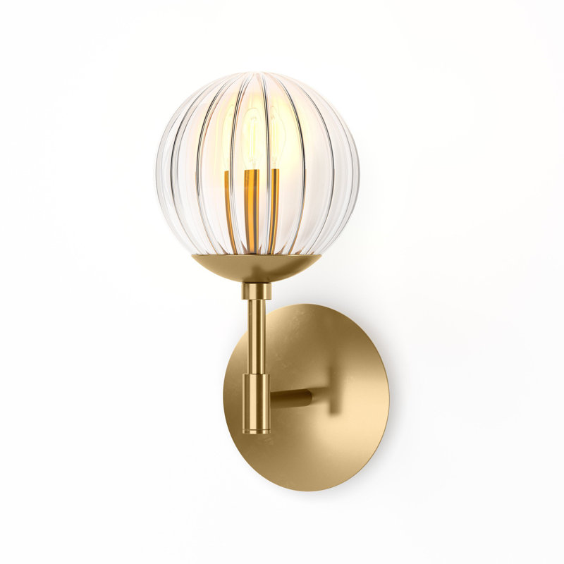 Sunset 1 - Light Armed Sconce, Burnished Brass, Clear