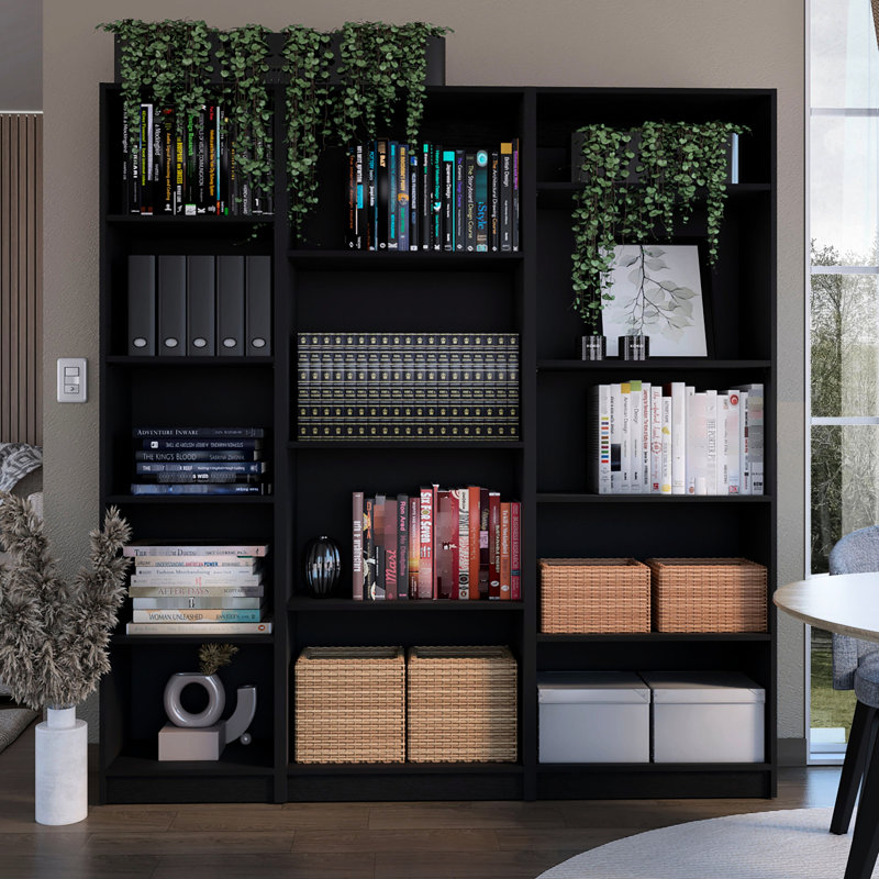 Bibliothèque, bureau, noir