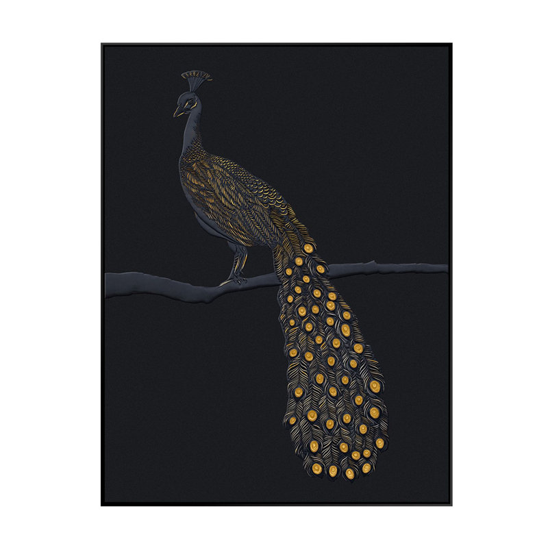 Tail Feathers Framed Peacock Canvas Wall Art