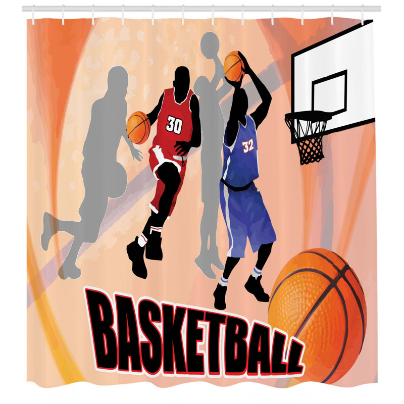 Ensemble de rideau de douche à basket + crochets, H 70 po x l 69 po