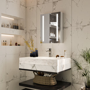 Led Lighting Medicine Cabinet With 3 Adjustable Shelves Recessed Or Surface Mounted Left Hand