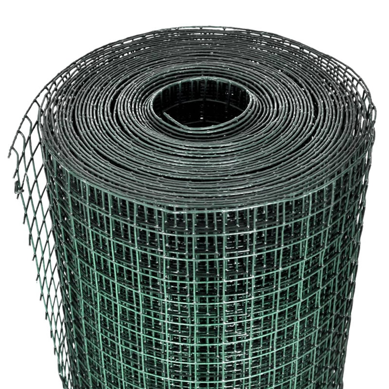 Chicken Wire Fence Galvanised with PVC Coating, Forest Green, 10 x 1 m