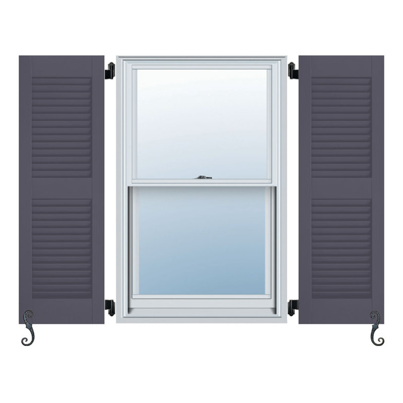 Paires de volets de colonial à persiennes architecturale meneau Atlantic, Étain Roycraft, 18 po, 77"