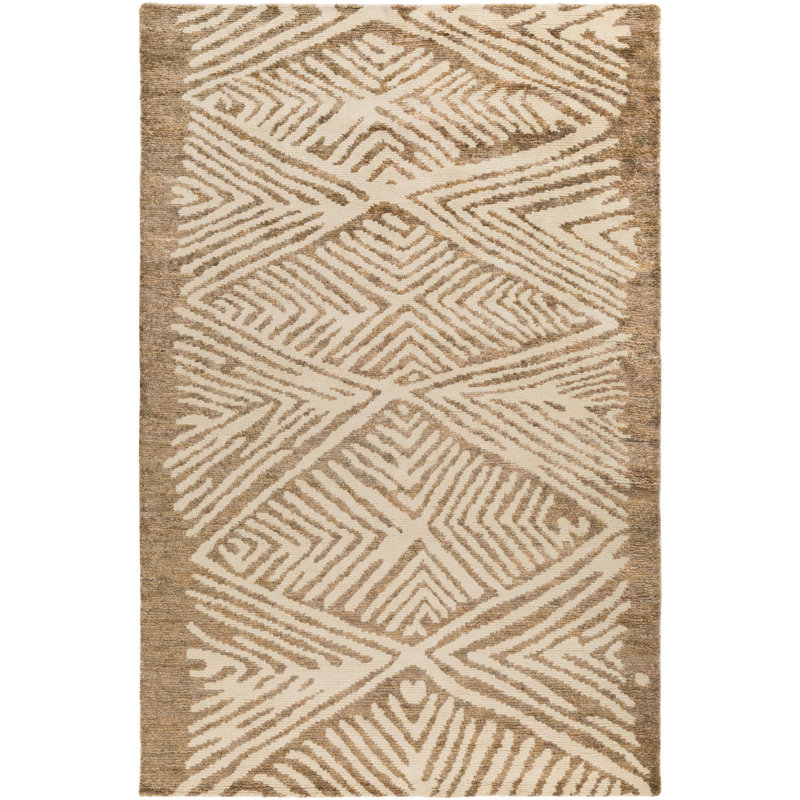Tapis gris/beige tissé à plat à la main frisbie, Rectangle 8 pi x 10 pi
