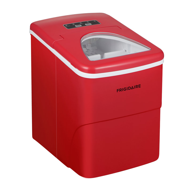 Frigidaire 26 lbs. Capacity Countertop Ice Maker, Bullet Ice Maker with Transparent Window, Red