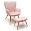 Velvet With Footstool Armchair