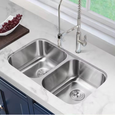 Évier de cuisine encastré à double cuve en acier inoxydable avec égouttoir 50/50 KDK