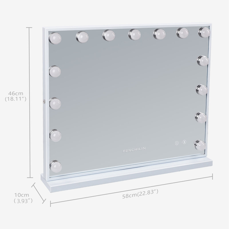 Rectangle Bluetooth LED Metal Mirror, White