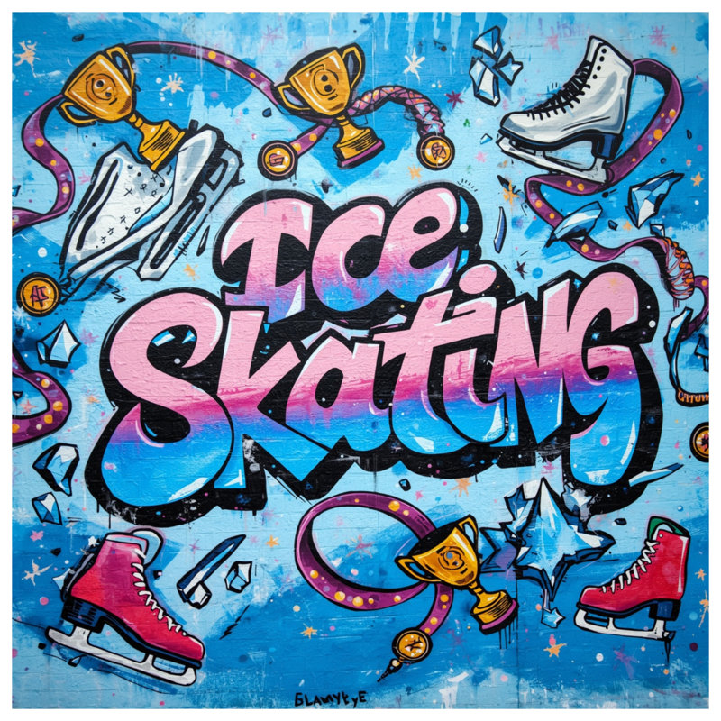 Graffiti Ice Skates Quilted Bedspread All Sizes, King