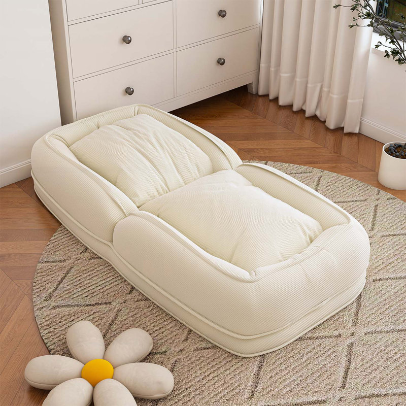 Canapé paresseux pliable avec 5 positions réglables, Blanc cassé