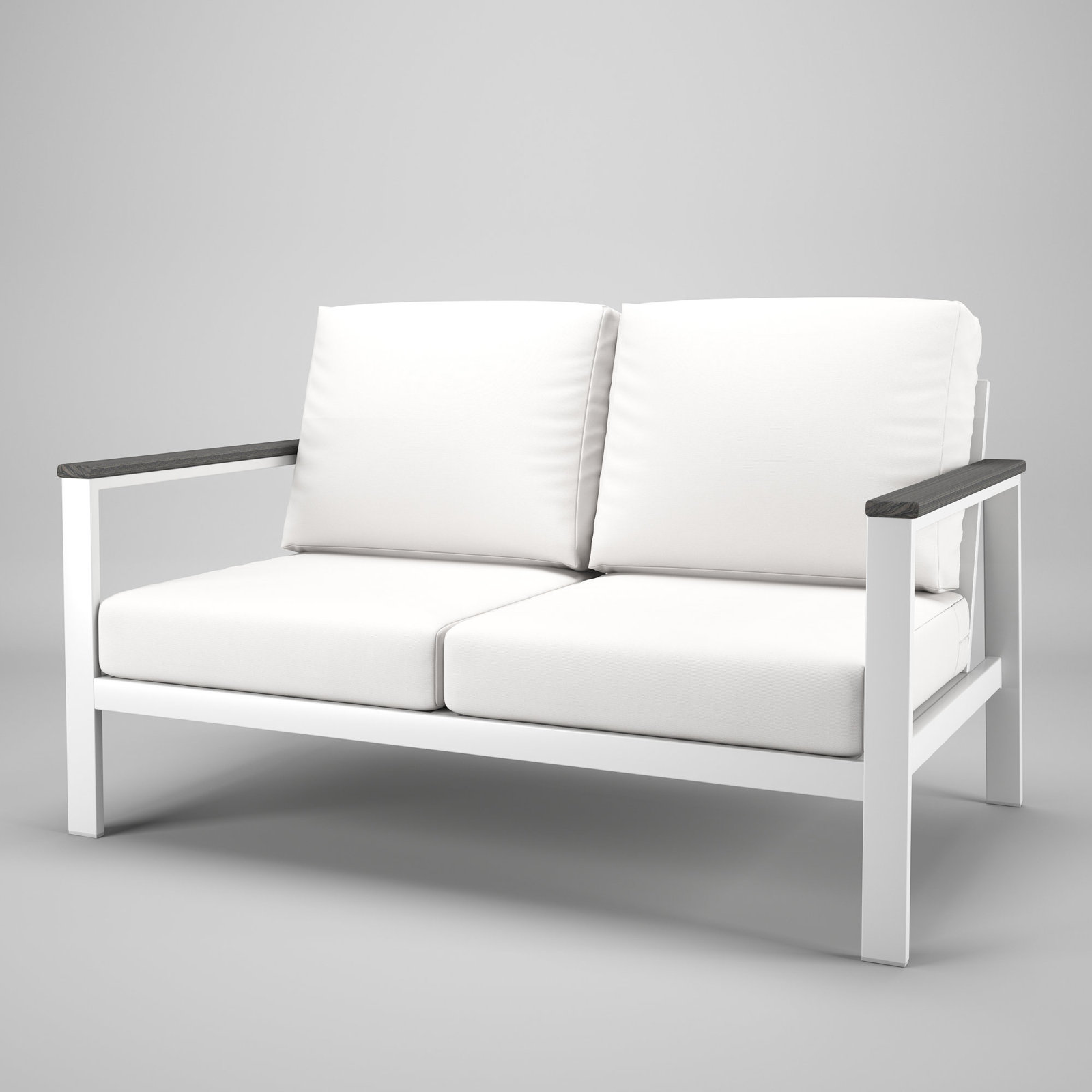 Townsend 55" Sunbrella® Patio Loveseat, Gray, Canvas White