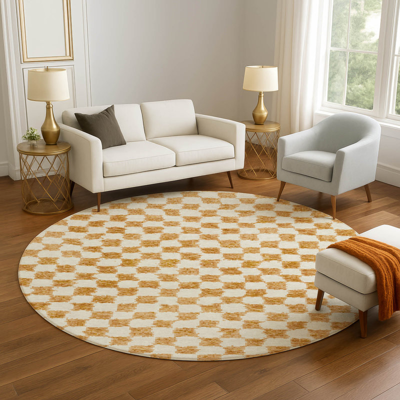 Premium Machine Washable Millbrook AMF1958 Geometric Rug, Round 8'
