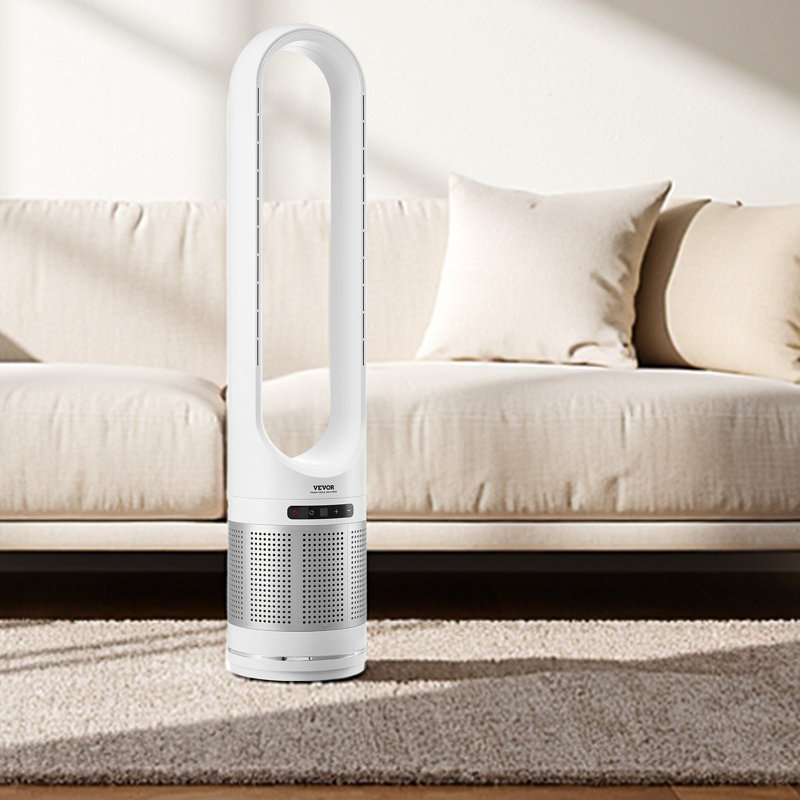 Oscillating Tower Fan 8H Timer 15.4ft/s High Velocity with Remote Control, Silver/White, 41.3" H x 8.9" W x 8.9" D