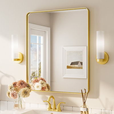 Bathroom Mirror with 1.2" Thick Aluminum Alloy Frame,Wall Mirror with Tempered Glass,Accent Mirror for Entryway,Dining Room,Bedroom