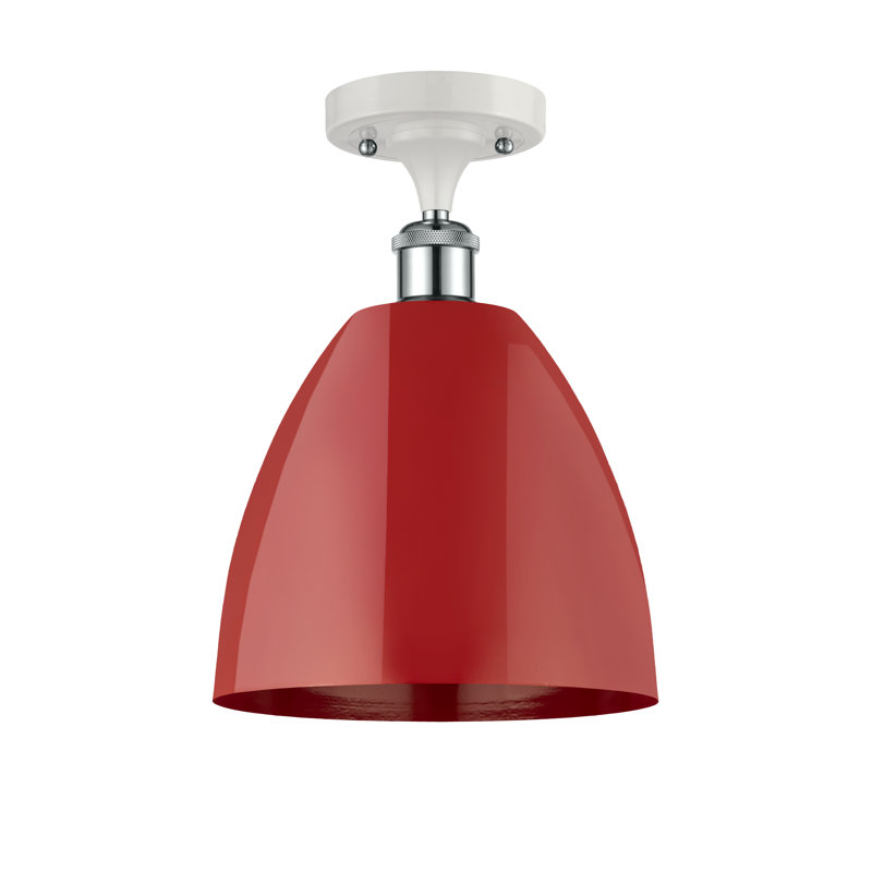 Crompond Semi Flush Mount, Red, White/Polished Chrome