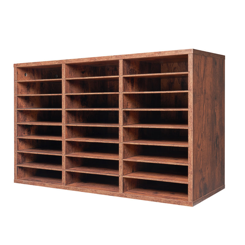 Classeur en bois avec 36 compartiments et tablettes réglables , Brun, H 19,3 po x l 31,5 po x P 11,7 po